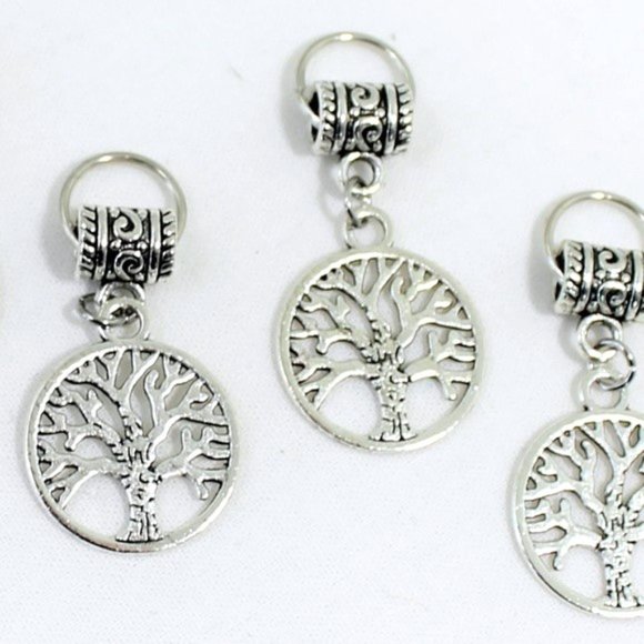 New Viking Celtic Hair Bead Set Tree of Life Silver 5 Piece Set Renaissance - Picture 5 of 7